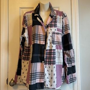 V. Secret Dream Sleeper Flannel Patch Oversized Sleep Shirt